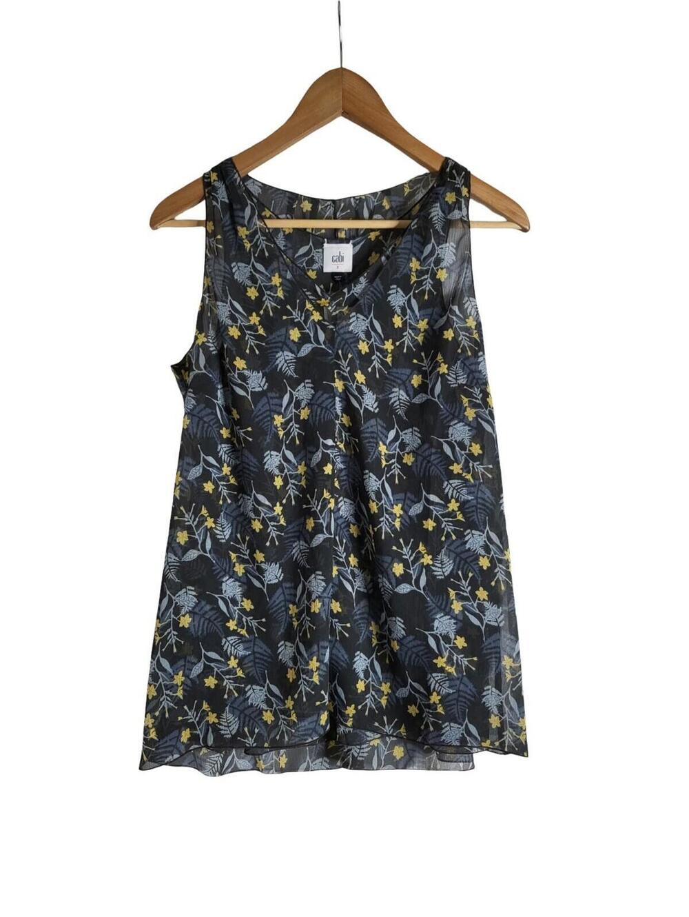 Cabi Fern Blouse Pressed Flowers Sleeveless Size Small NWT